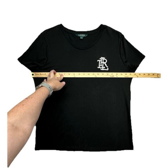 Lauren Ralph Lauren Womens XL Top Shirt Black Cotton Modal Basic Classic - Picture 5 of 7